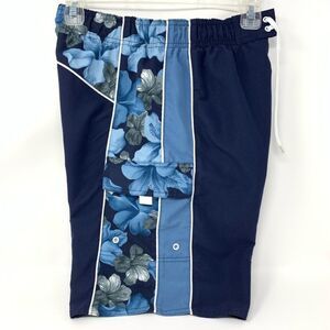 Breakwater Bay Swim Trunks Shorts Floral Lined Drawstring Hook and Loop Fly Sz S